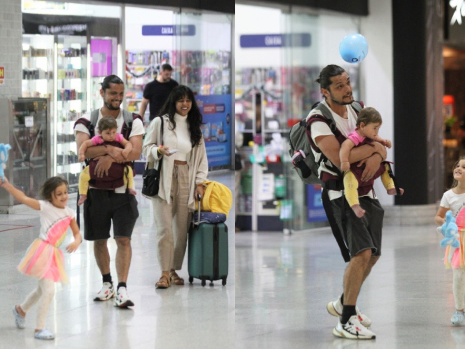 Bruno Gissoni E Yanna Lavigne Se Divertem As Filhas Em Aeroporto Do