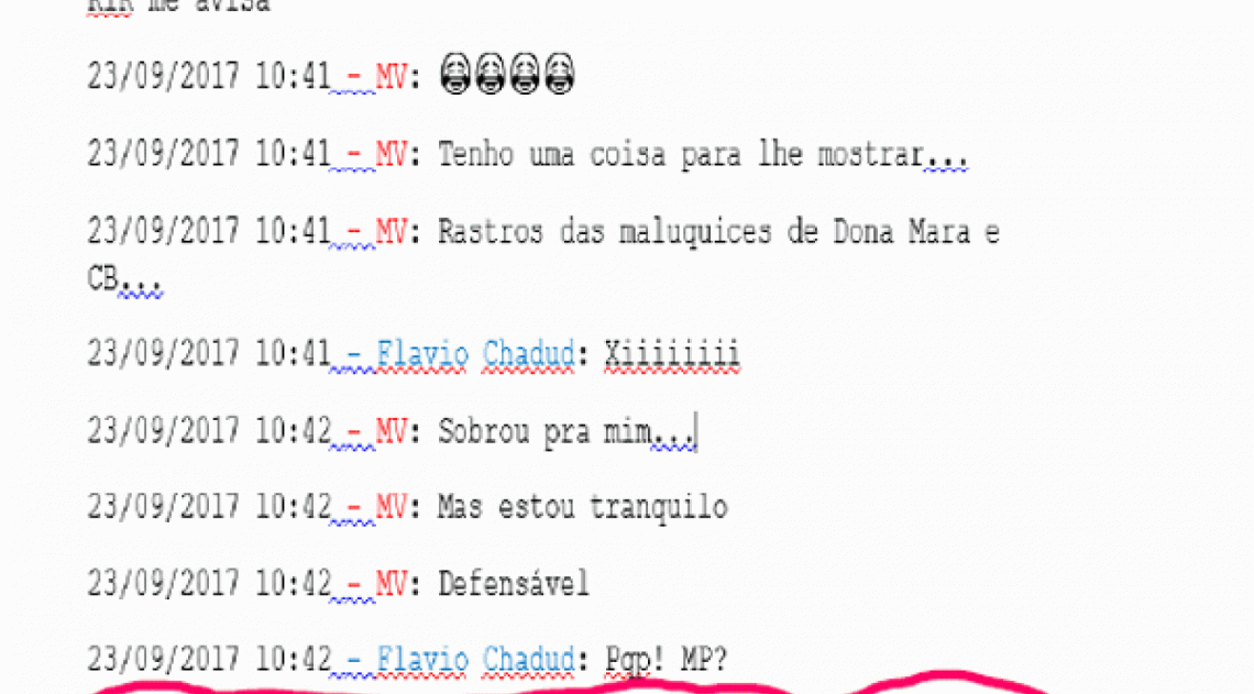 Trechos da denúncia do MP, onde Chadud diz que, com Pedro Fernandes em secretaria, fica 'mais fácil de quebrar'