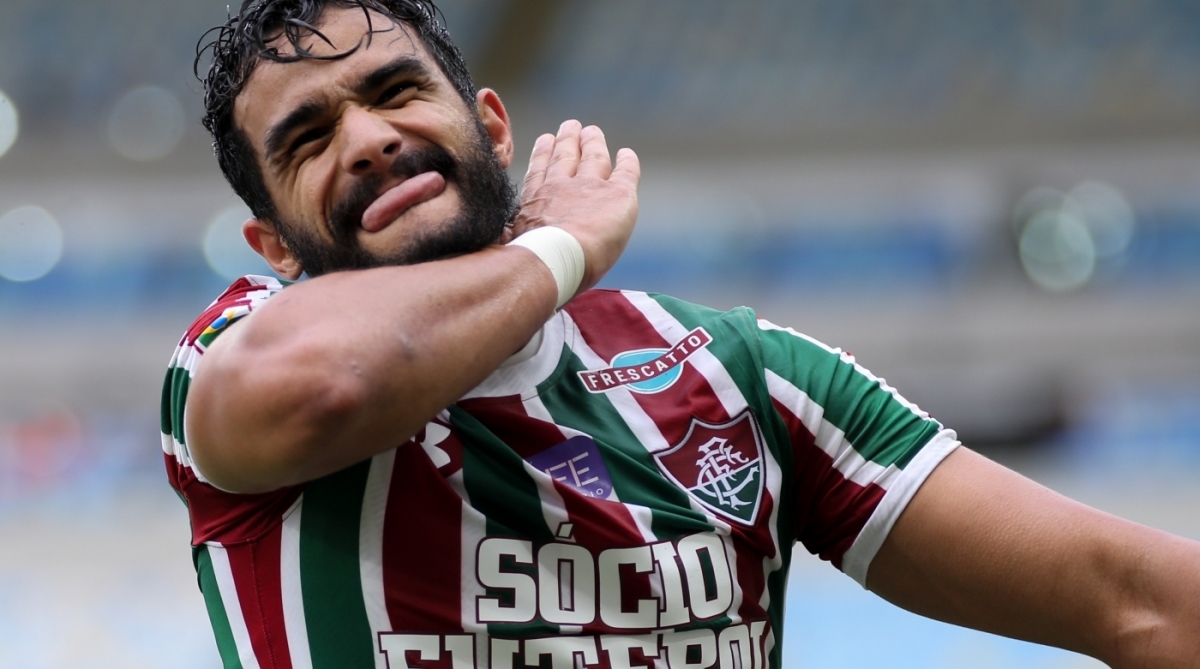 Henrique Dourado, o Ceifador, festeja o gol da vitória em cima do Avaí, no Maracanã - LUCAS MERÇON / FLUMINENSE F.C.