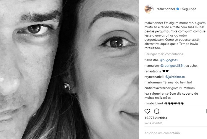 William Bonner posta primeira foto com a namorada, Natasha Dantas - Reprodução Internet