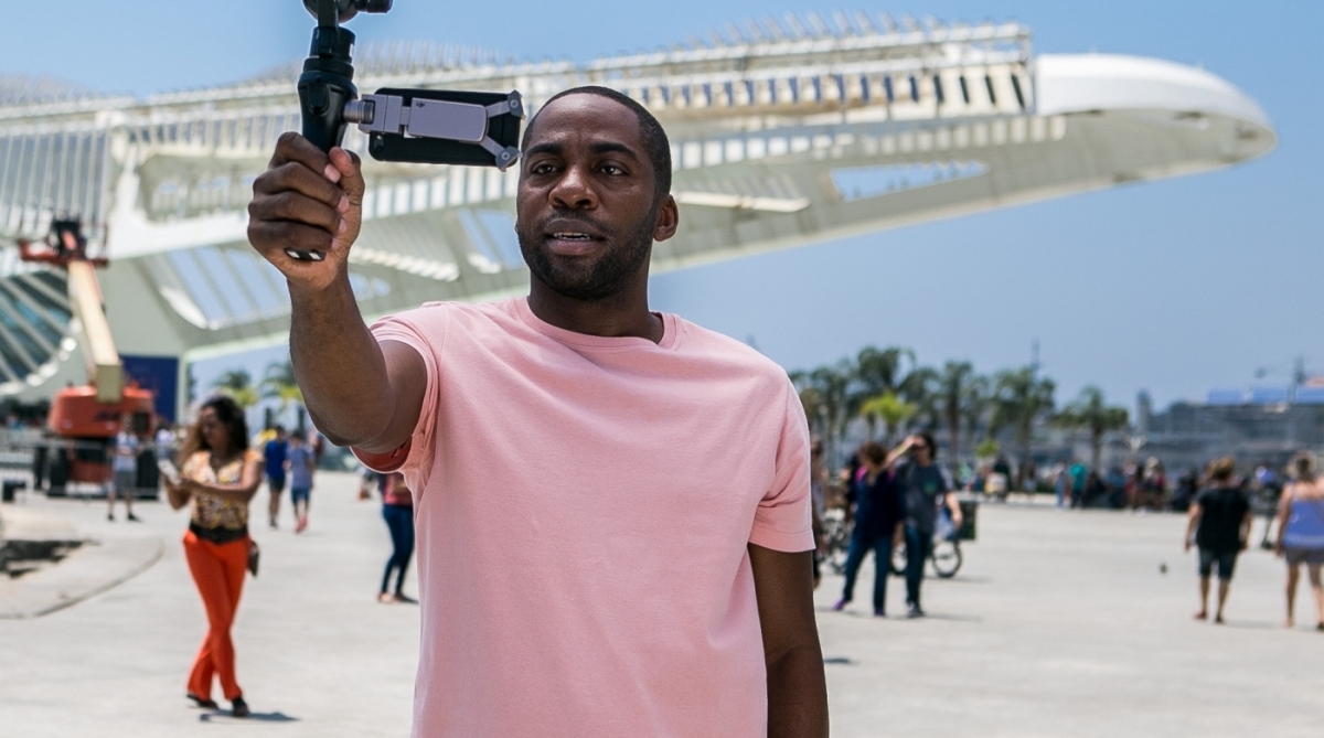 Lázaro Ramos grava na Praça Mauá, no Centro do Rio - Lazinho com Você- - Raquel Cunha/TV Globo