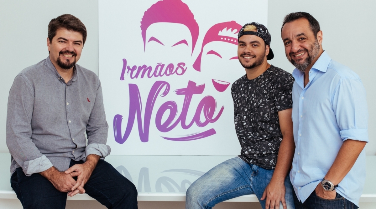 João Pedro Paes Leme, Luccas Neto e Cassiano Scarambone, os donos da empresa Take 4 Content