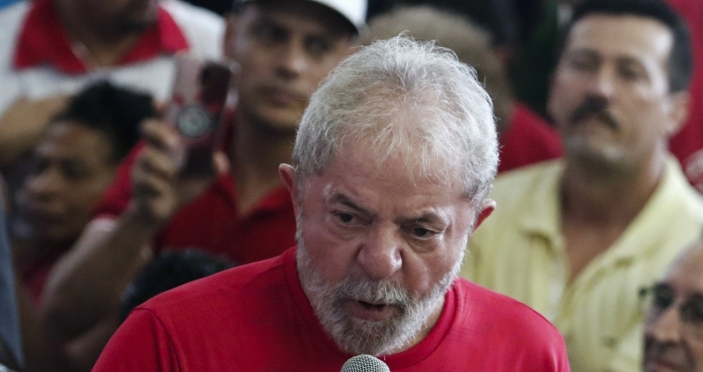 Former Brazilian president Luiz Inacio Lula da Silva speaks during a rally with supporters at the Metallurgical Union, in Sao Bernardo do Campo, Sao Paulo state, Brazil on January 24, 2018.
An appeals court in Brazil convened Wednesday to issue a ruling critical to former president Luiz Inacio Lula da Silva's hopes of standing for election again this year. The three-judge panel is to rule on an appeal by the hugely popular leftist icon against a corruption conviction in Brazil's sprawling 