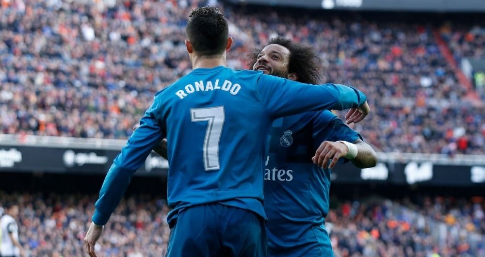 Cristiano Ronaldo comemora gol com Marcelo