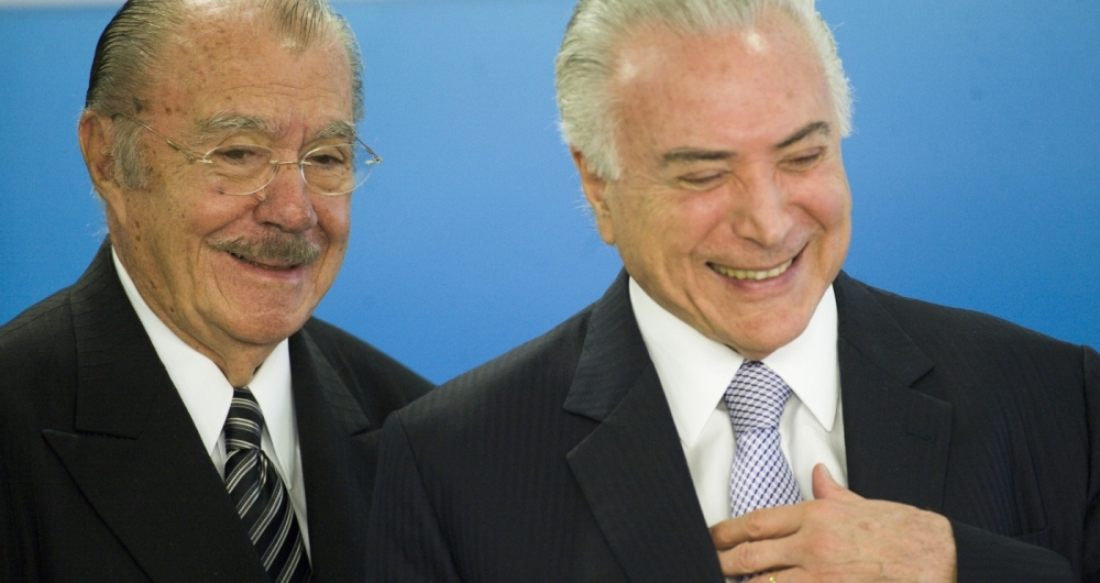 Bras�lia - O ex-presidente Jos� Sarney e o presidente Michel Temer durante o lan�amento do Documento Nacional de Identifica��o (digital e biom�trico), no Pal�cio do Planalto. (Marcelo Camargo/Ag�ncia Brasil)