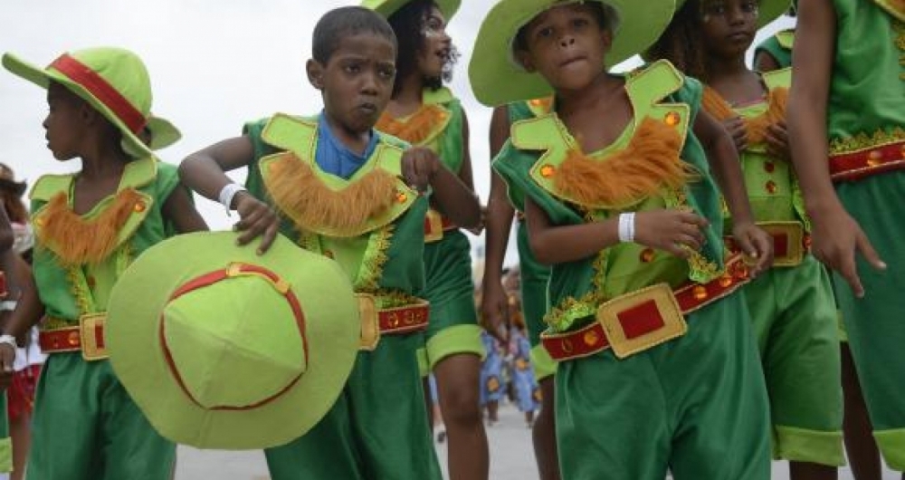 A escola de samba Tijuquinha do Borel, durante desfile das Escolas de Samba Mirins na Sapuca�