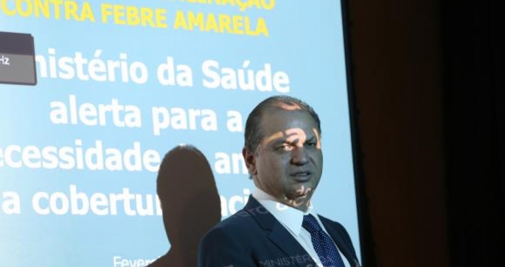 O ministro da Sa�de, Ricardo Barros, faz balan�o da campanha de vacina��o contra a febre amarela