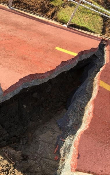 Trecho da ciclovia Tim Maia desabou por causa da tempestade