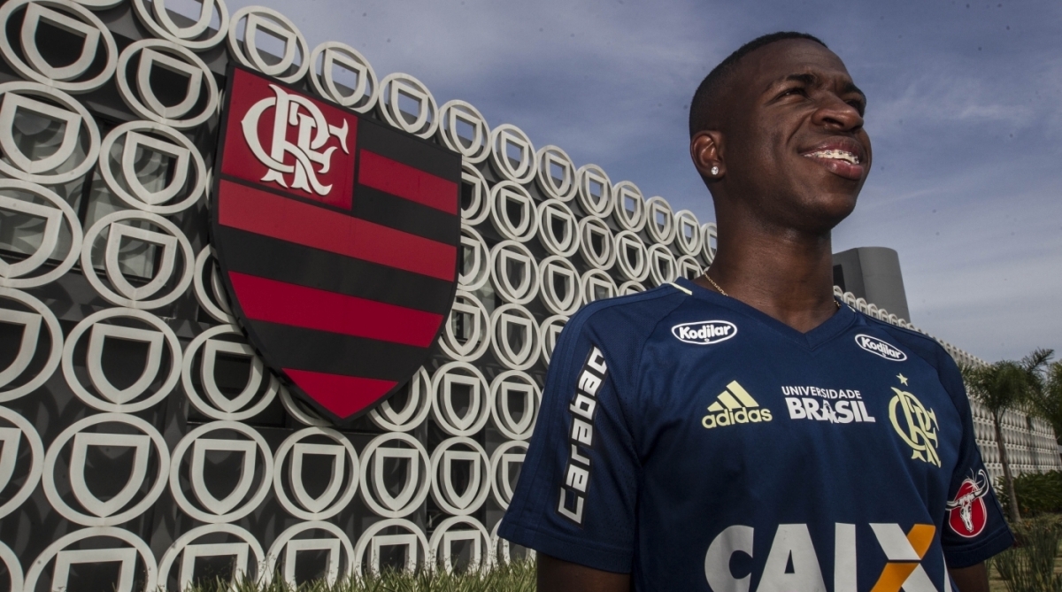 ESPECIAL - Entrevista com Vinicius Junior jogador do Clube de ragatas do Flamengo no ninho do urubu. Rj, 19 de fevereiro.