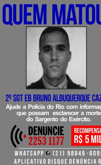 Portal oferece recompensa de R$ 5 mil por informa��es que levem aos envolvidos na morte de sargento do Ex�rcito 