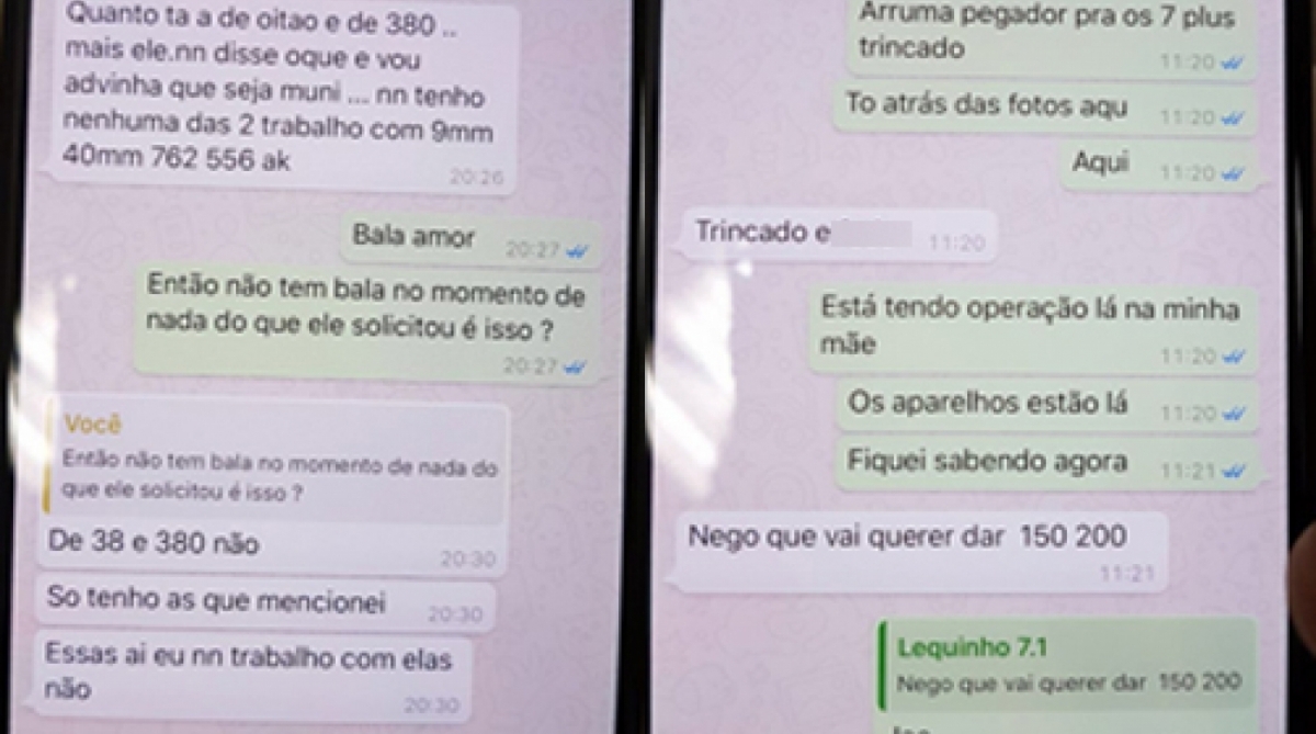 Conversas entre fornecedor de armas e traficante