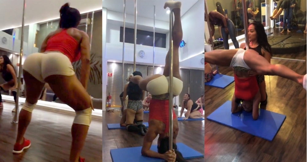 Gracyanne Barbosa faz aula de pole dance