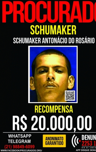 Schumaker é apontado como chefe do tráfico no Jardim Catarina, no Complexo do Salgueiro, em São Gonçalo,e um dos bandidos mais procurados do estado - Divulgação