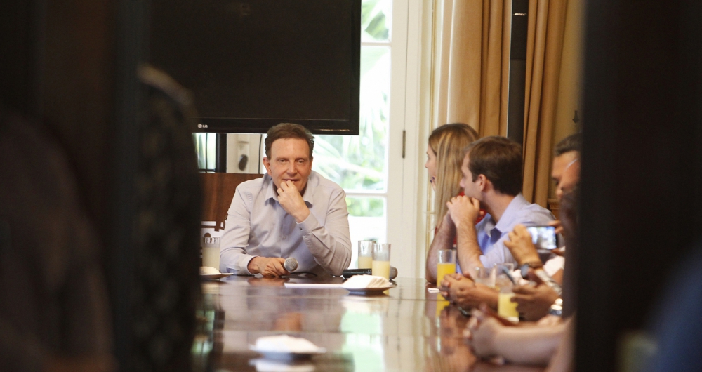 Prefeito do Rio de Janeiro, Marcelo Crivella, em reunião no Palácio da Cidade, em Botafogo