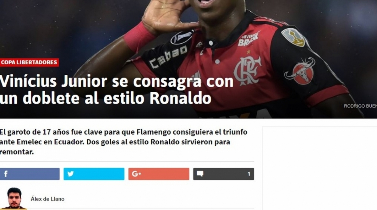 Vinicius Jr é destaque em jornal da Espanha