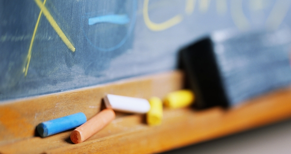 Colorful Chalk at Chalkboard ca. 2001