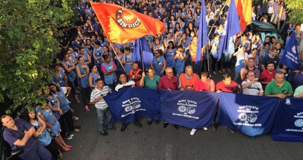 Metal�rgicos fizeram manifesta��o contra assassinato de Marielle Franco e Anderson Gomes na Zona Leste de S�o Paulo.