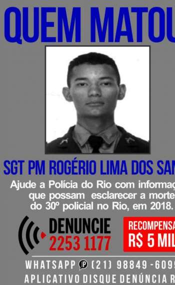 Cartaz oferece recompensa por paradeiro de assassinos de PM