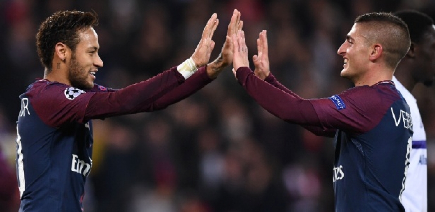 Neymar e Verratti comemoram gol - Franck Fife / AFP