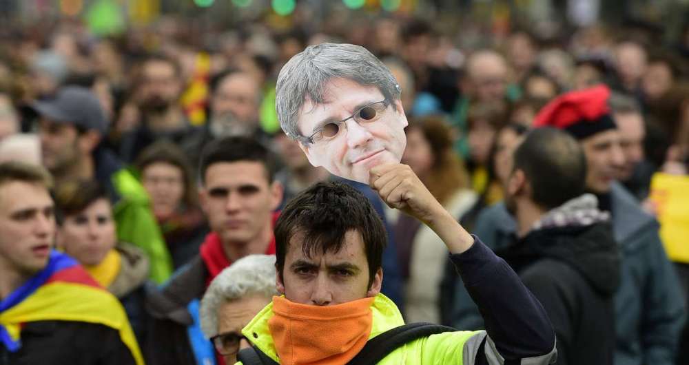 Protesto em apoio a Carles Puigdemont