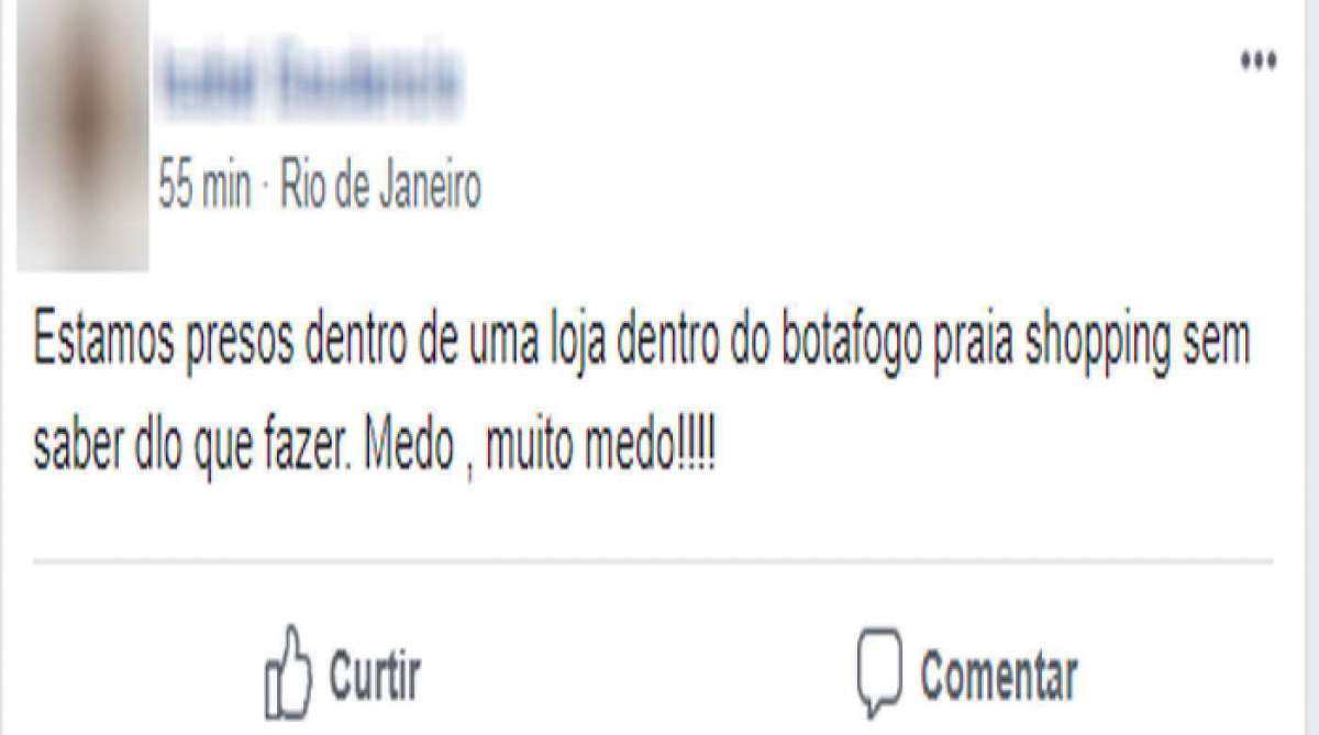 Mulher relata estar presa dentro de shopping durante assalto. 'Medo, muito medo', escreveu a vítima em uma rede social