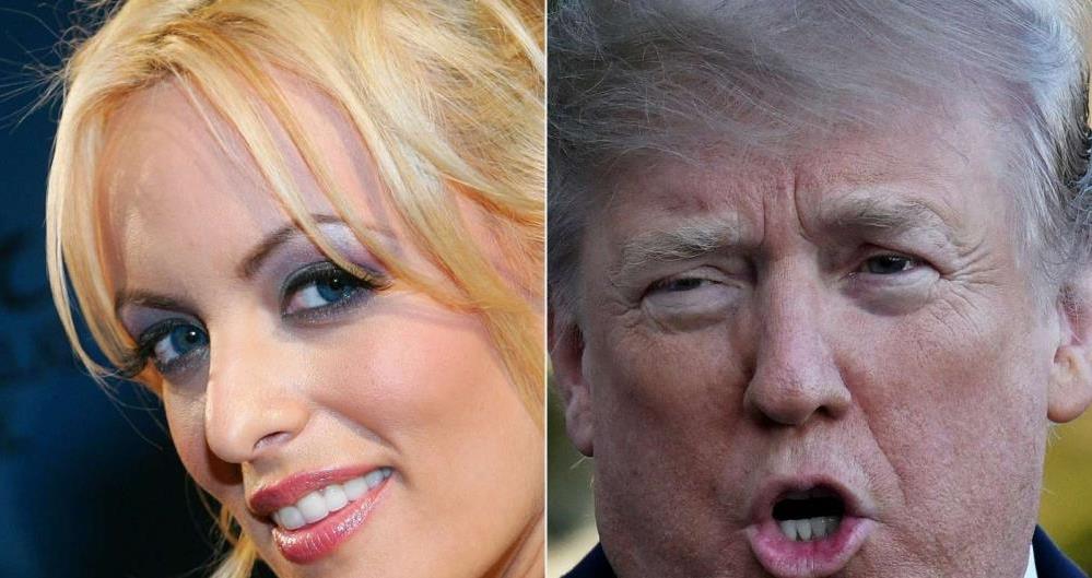 A atriz Stormy Daniels e o presidente norte-americano Donald Trump