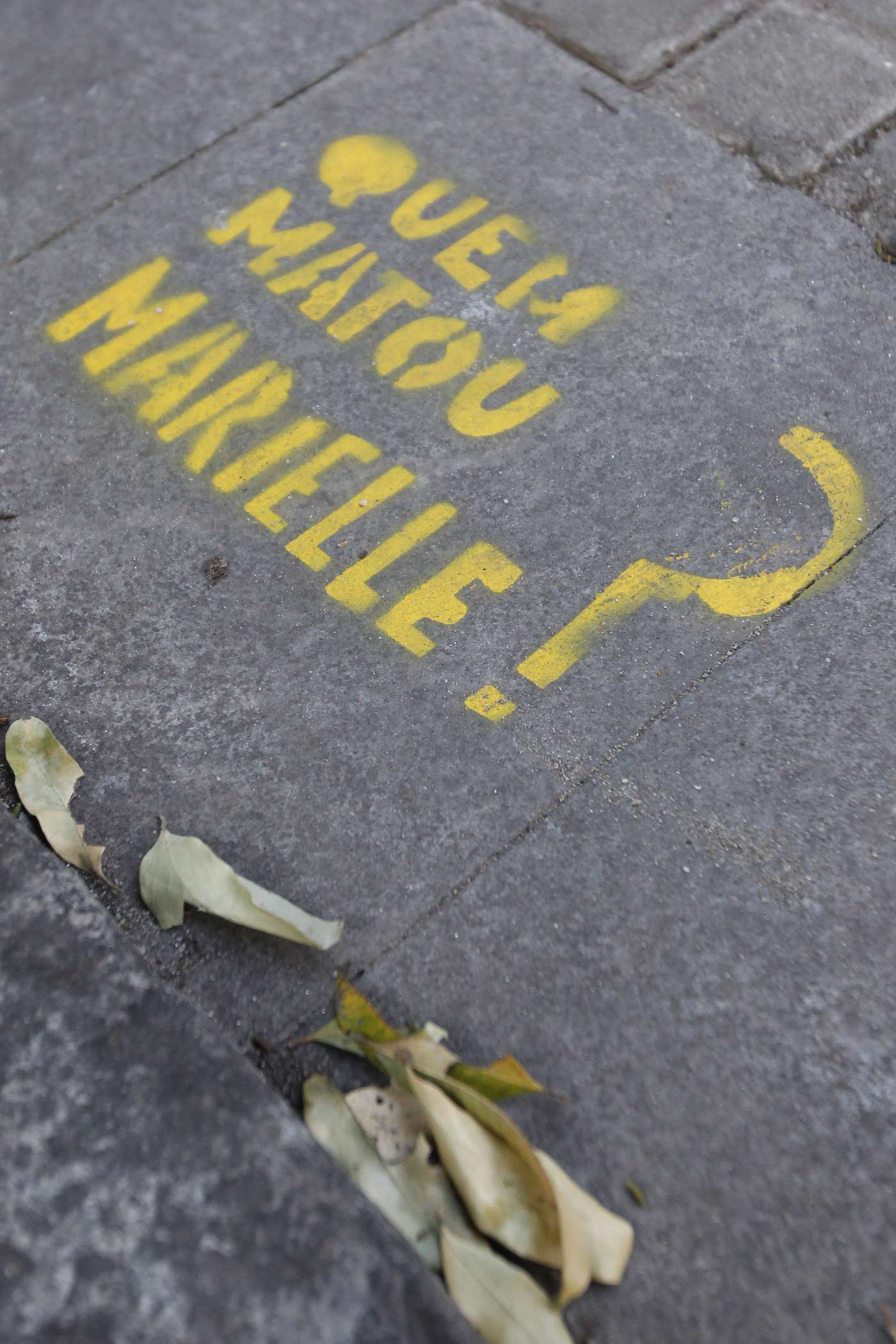 Na foto, grafite na cal&ccedil;ada da C&atilde;mara Municipal