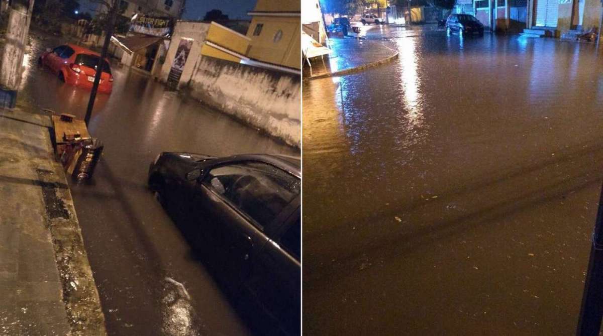 Ruas alagadas em Nova Iguaçu