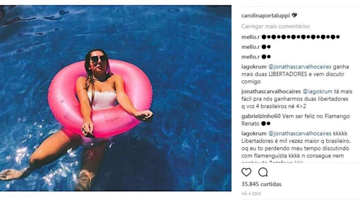 Torcedores debatem em perfil de Carol Portaluppi