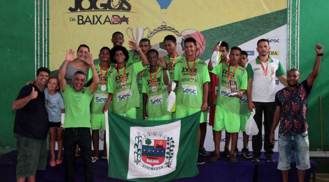 14/04/2018 - Caderno Baixada. Jogos da Baixada. Premia��o Futsal Masculino Sub 14. Foto: Fernanda Dias / Ag�ncia O Dia.