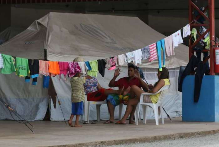 Acampamento de refugiados venezuelanos montado em Boa Vista