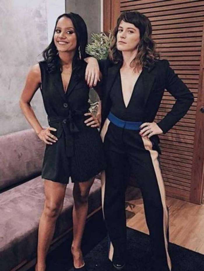 Gleici e Bianca Bin nos bastidores de 'O Outro Lado do Para�so'