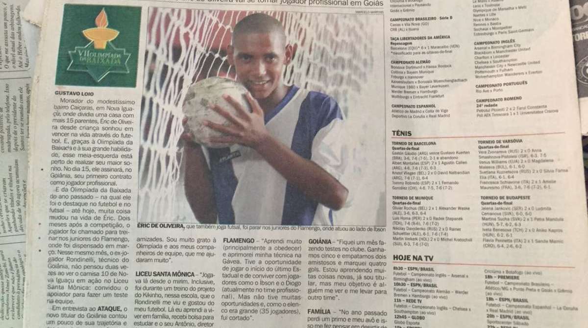 As primeiras histórias contadas no Jornal O DIA sobre o craque, nos Jogos da Baixada
