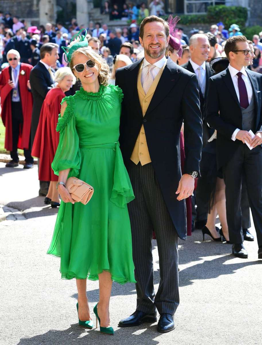 O ex-jogador da Inglaterra de rugby Will Greenwood e sua esposa Caroline posando para foto antes da cerim&ocirc;nia 