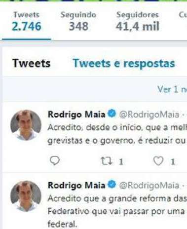 No Twitter, Rodrigo Maia afirmou que a melhor saída para o impasse entre grevistas e governo é reduzir ou zerar o PIS/Cofins 