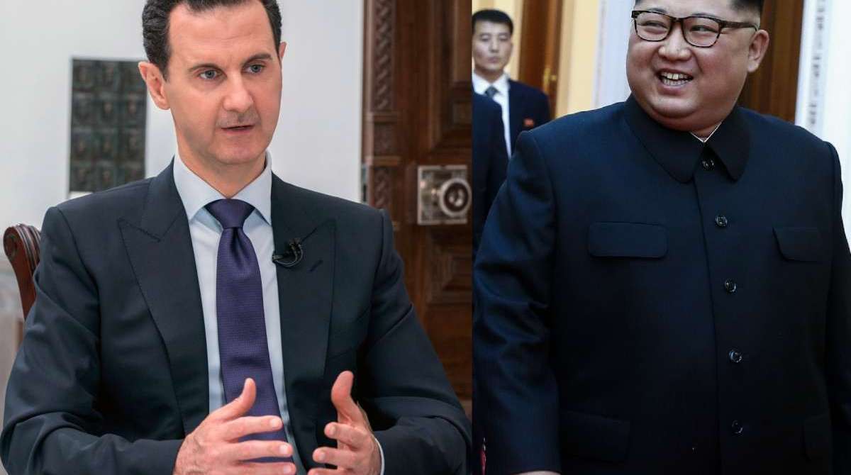 Agência de notícias oficial norte-coreana disse que o presidente sírio Bashar Assad manifestou o interesse de ir à Coreia do Norte conhecer Kim Jong-un - Syrian Presidency Telegram Page/ Valery Sharifulin /Tass/Pool/ AFP
