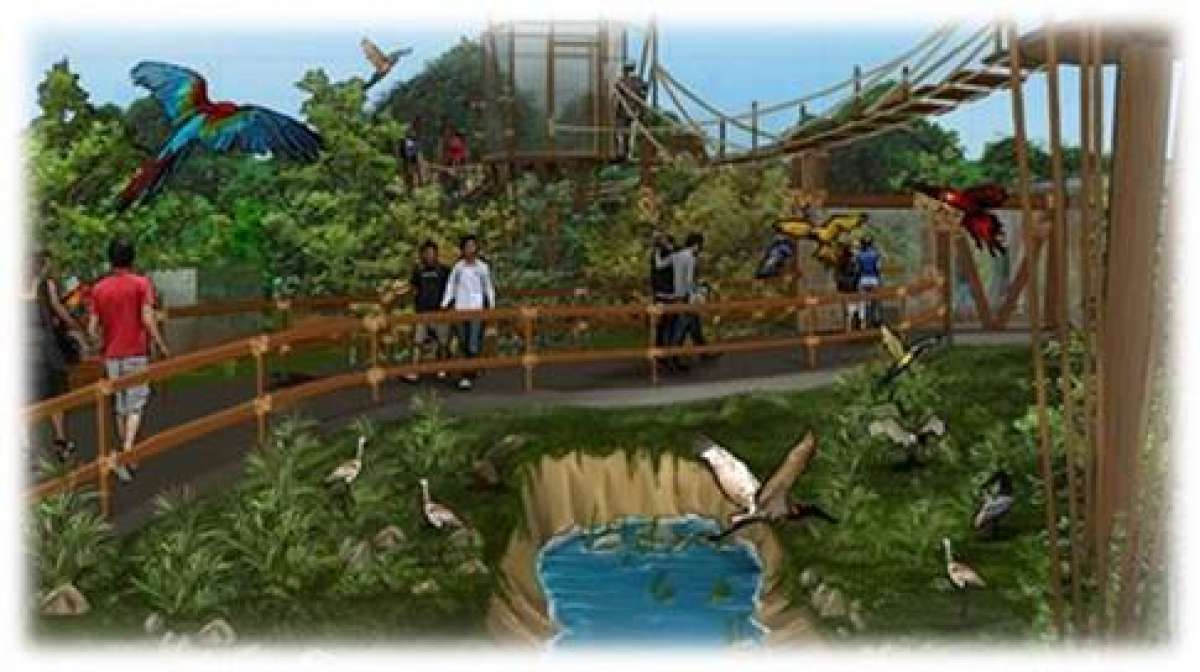 Na Biosfera das Aves, com cerca de três mil metros quadrados, haverá mais de 100 espécies 