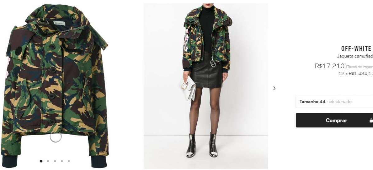 Jaqueta Off-White por R$ 17.210 em uma loja virtual 