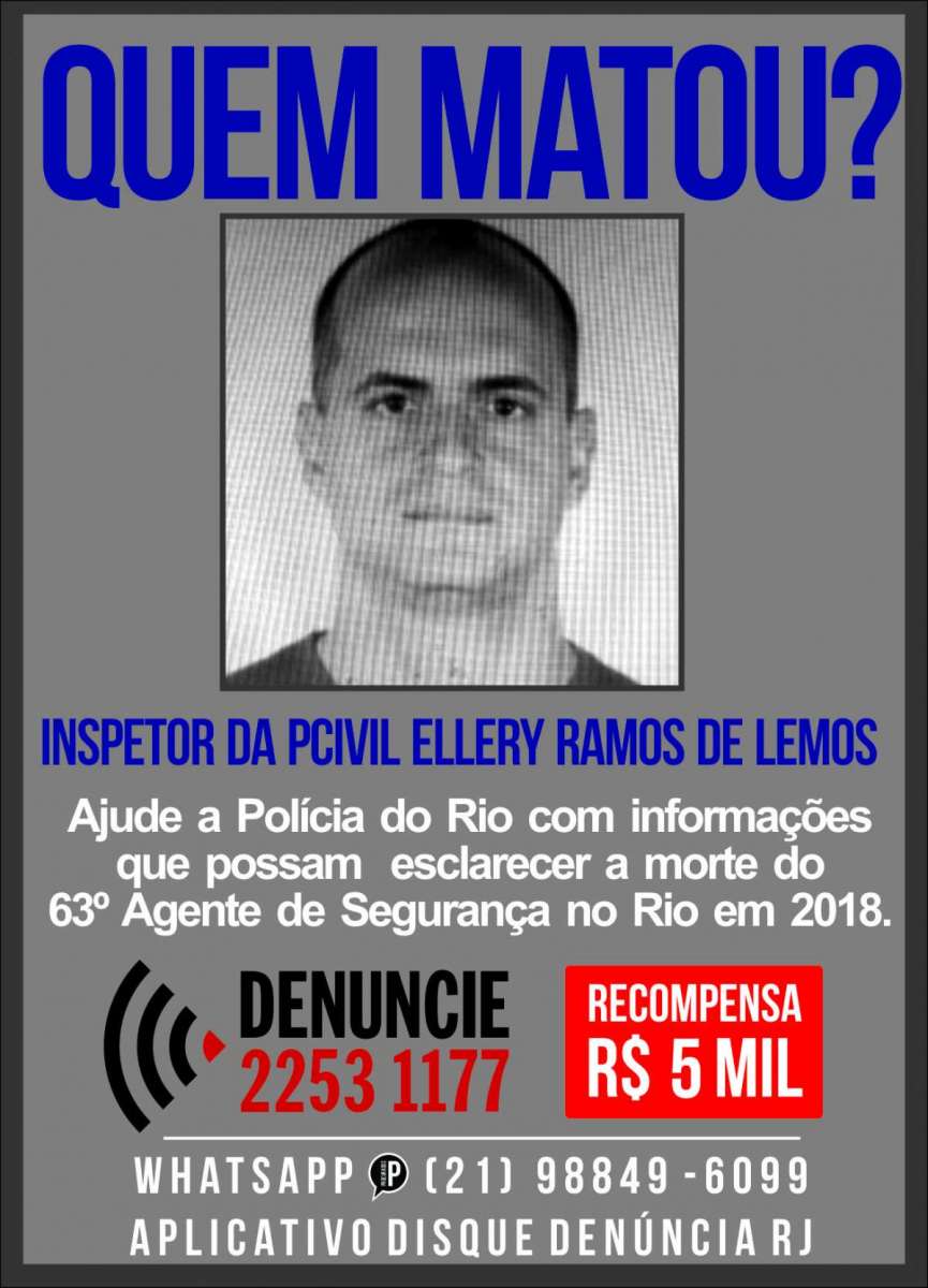 Recompensa para encontrar quem matou o inspetor Ellery - Divulga&ccedil;&atilde;o / Disque Den&uacute;ncia