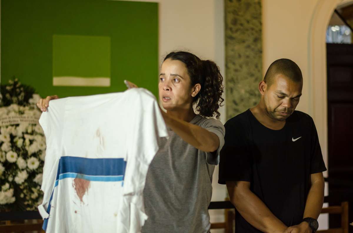 Vel&oacute;rio de Marcos Vinicius da Silva, de 14 anos, que foi morto em 2018, na Mar&eacute;