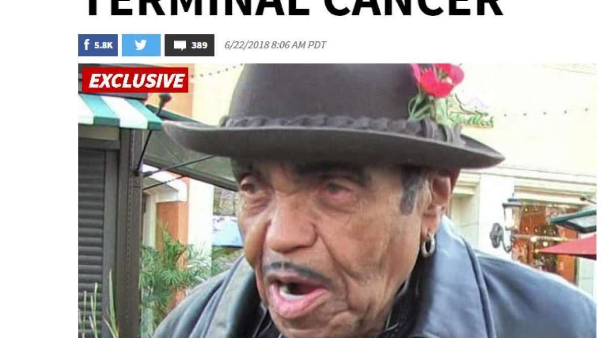 O pai de Michael Jackson, Joe Jackson, de 89 anos, foi hospitalizado com c&acirc;ncer no p&acirc;ncreas em est&aacute;gio terminal, segundo informa&ccedil;&otilde;es do site TMZ - Reprodu&ccedil;&atilde;o/ TMZ