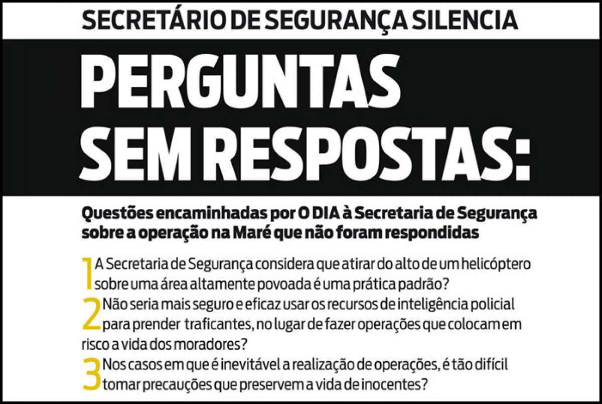 Questões enviadas à Secretaria de Segurança Pública sobre a operação na Maré