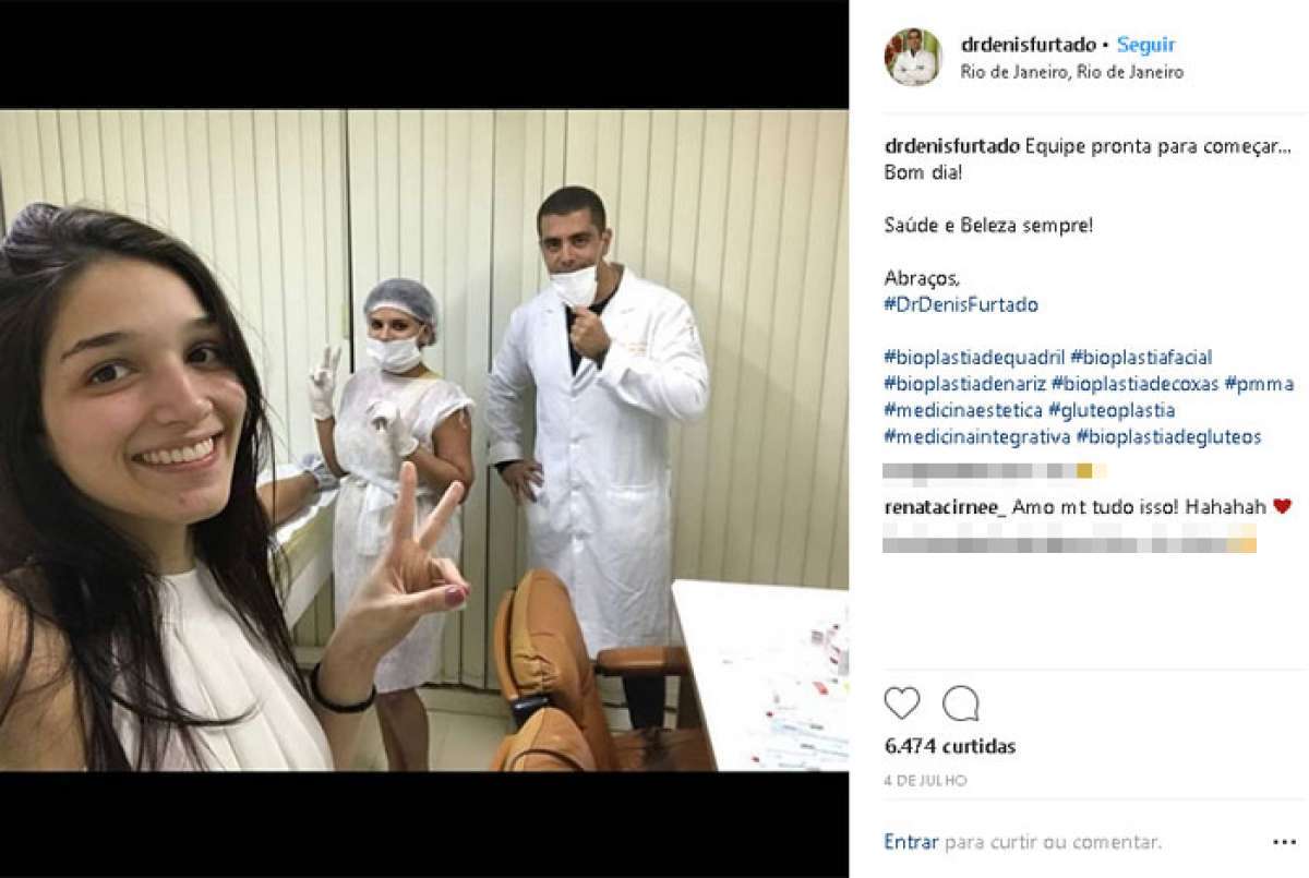 Renata (primeiro plano), com o médico Denis e Rosilene ao fundo.
