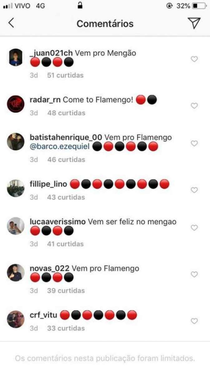 Torcedores pedem chegada de Ezequiel Barco no Flamengo nas redes