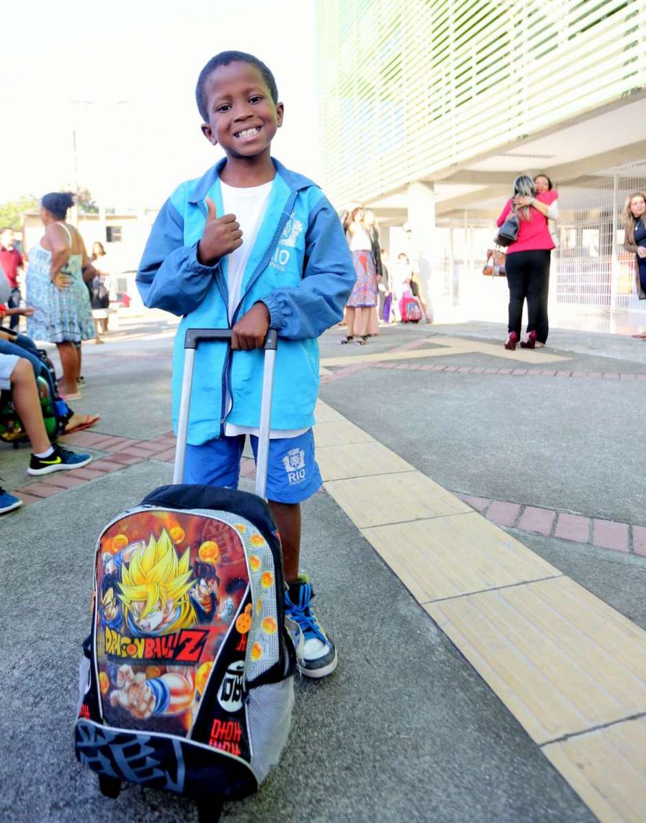 Kerlysson Marcos de Oliveira, primeiro aluno a chegar na Escola Municipal Vereadora Marielle Franco