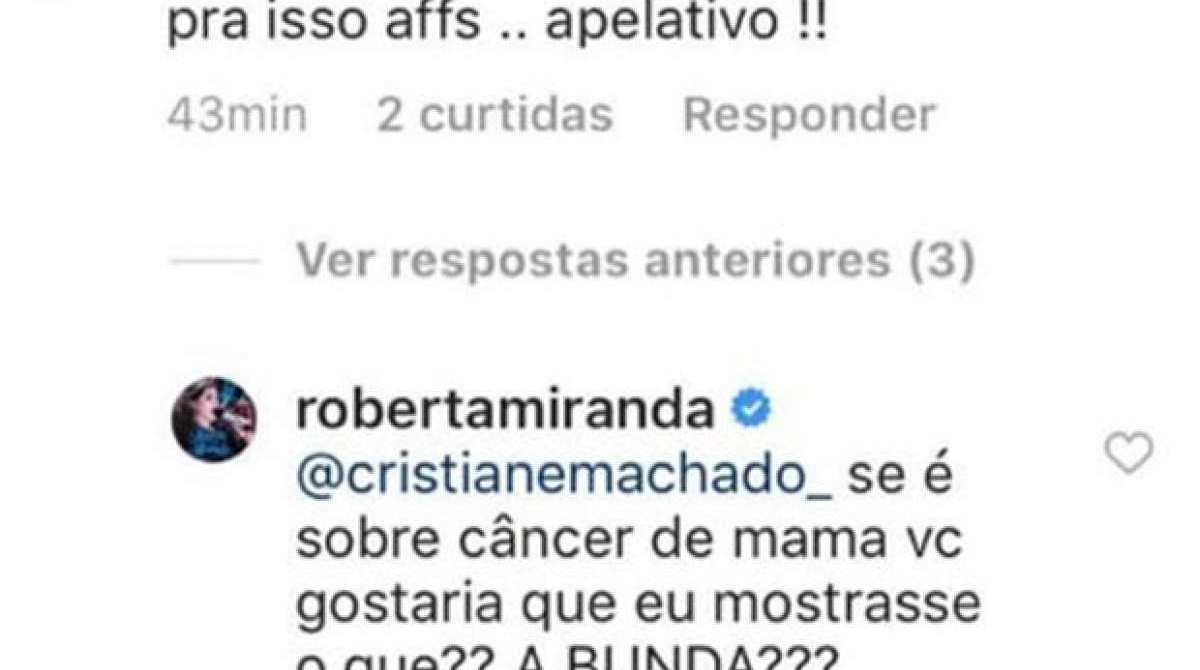 Roberta Miranda causa polêmica ao mostrar os seios no Instagram