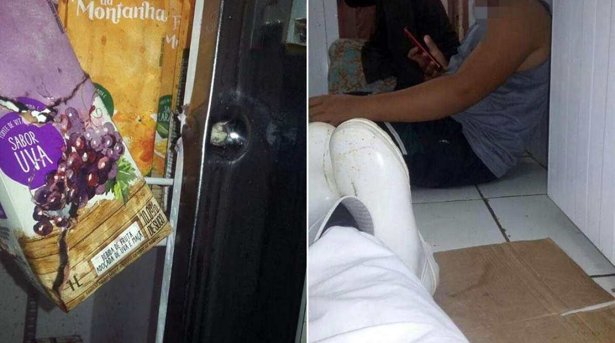 Tiros atingiram a geladeira de um supermercado