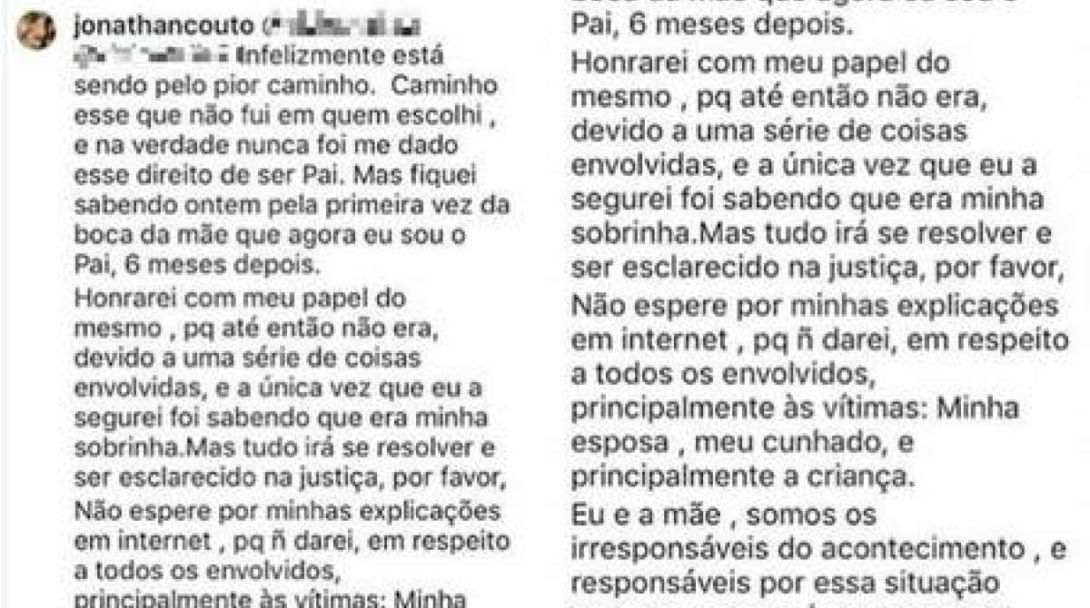 Jonathan Couto rebate críticas de seguidores no Instagram