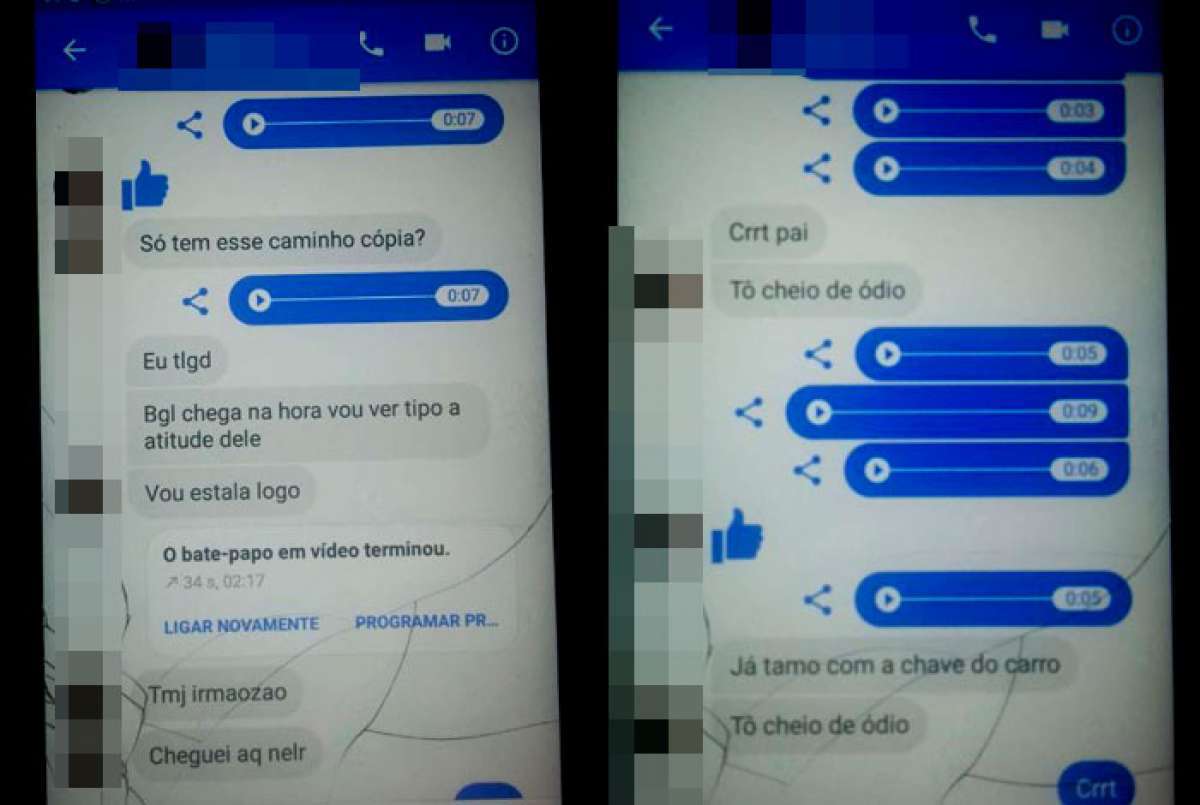 &Aacute;udios foram trocados em aplicativo de mensagens
