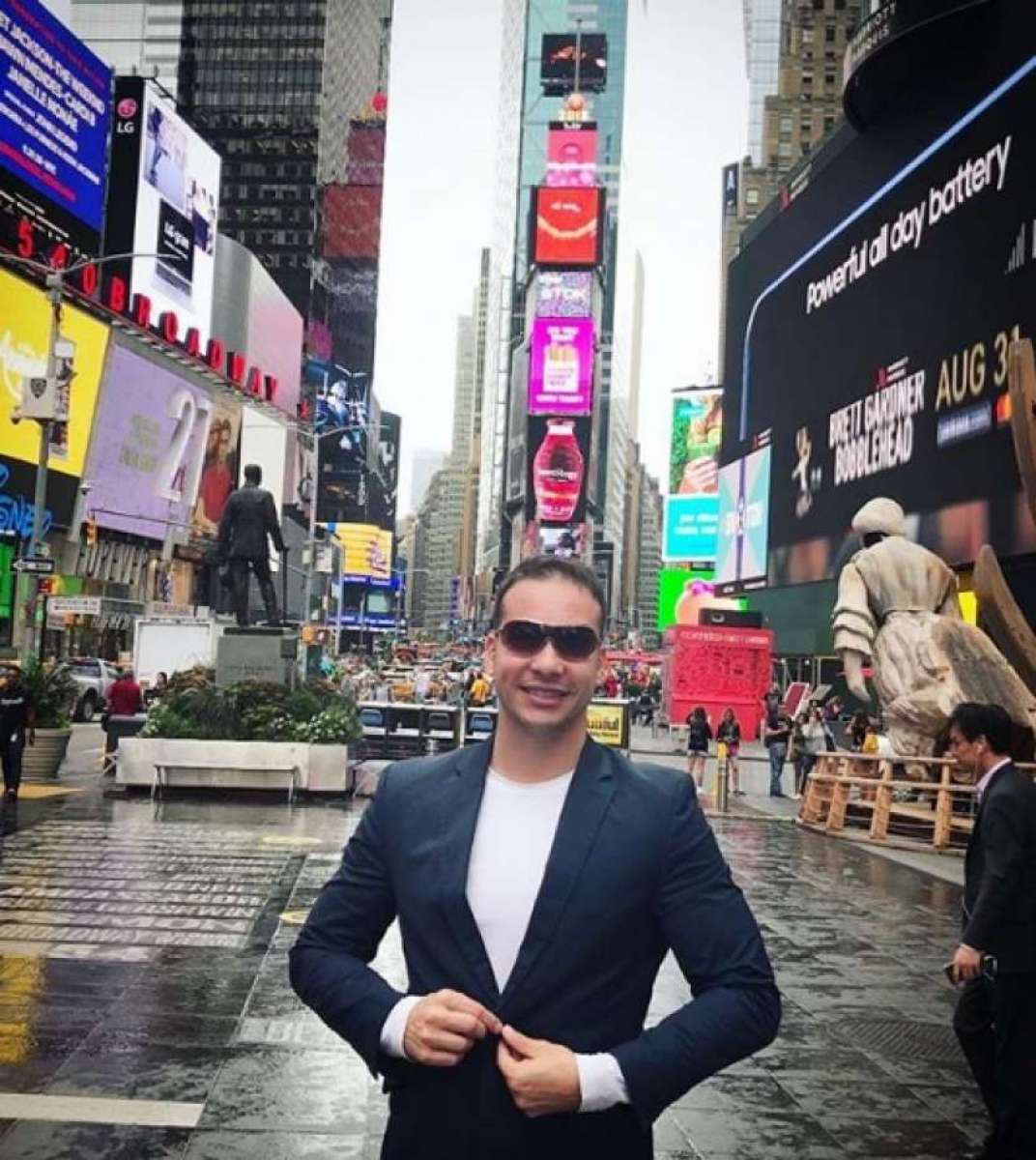 Diego Haidar na Times Square, em Nova Iorque - Reprodução